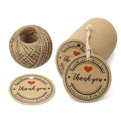 Juego de 50 piezas, papel artesanal etiquetas de regalo de agradecimiento suministros de boda/fiesta  Foto 1 de 3