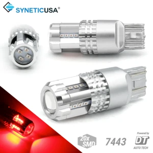 Nuevas bombillas traseras Syneticusa 7443 LED rojo freno trasero parada estacionamiento - Imagen 1 de 7