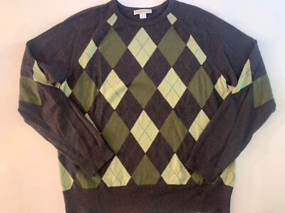 Pendleton Sweater Mens Large Brown Green Argyle Plaid Long Sleeve Merino Wool - Image 1 of 4
