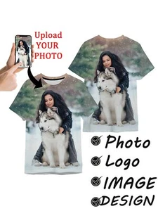 Custom T-Shirts Personalized Your Design 3D Printed Short Sleeve Tee Shirts Tops - Picture 1 of 7