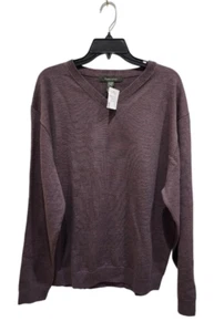 Pronto Uomo Sweater Men's Brown Size XL Long Sleeve V-Neck Merino Wool Casual - Foto 1 di 13