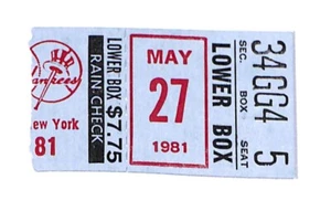 MAY 27, 1981 BALTIMORE ORIOLES @ NEW YORK YANKEES TWO (2) TICKET STUBS - Picture 1 of 2