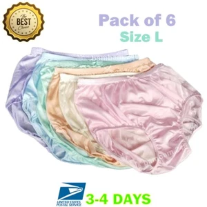 x6 Silky Soft Nylon Underwear Plus Size L High Waist Panties Briefs Classic Brea - Picture 1 of 9