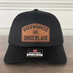 Overworked And Underlaid Leather Patch Hat Black - Picture 1 of 4