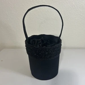Vintage Black Beaded Bucket Bag - Picture 1 of 6