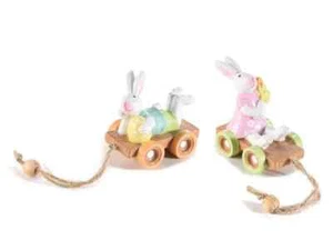 Deko-Hase/Hase auf Wagen/Dekoanhänger/neu/Hasenjunge mit Osterei - Bild 1 von 6
