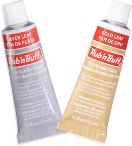 Rub N Buff Wax Metallic Finish 2 Color Kit - Gold Leaf and Silver Leaf Rub N ... - Picture 1 of 1