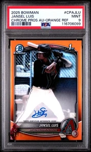 2025 Bowman Jansel Luis 1st Chrome Autograph Orange Refractor /25 PSA 9 (KK - Picture 1 of 2