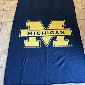 Vintage University Michigan Biederlack Stadium Fleece Blanket Throw 54x72” - Picture 1 of 5