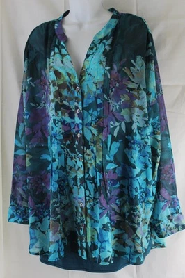 Blusa floral azul de dos piezas Soft Surroundings y carcasa sin mangas Foto 1 de 4