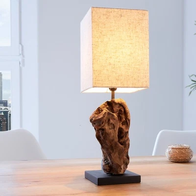 Handgearbeitete Treibholz Tischlampe HYPNOTIC - 45cm FARBWAHL mit Leinenschirm - Bild 1 von 4