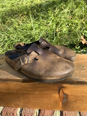 De colección Birkenstock Boston Cuero Para Hombre Talla 46 EE. UU. M 13 Hecho en Alemania Marrón Foto 1 de 4