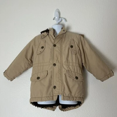 Chaqueta GAP Niños Pequeños 4 Años Niños Sherpa Forrada Caqui Chaqueta Sudadera con Capucha Foto 1 de 4