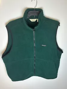 Eddie Bauer Men's Fleece Vest XL Green Full Zip Pockets Shell Outdoor - Picture 1 of 7