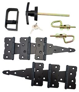 Shed double door hardware kit: 5" Colonial Hinges T Handle Loop Barrel Bolts