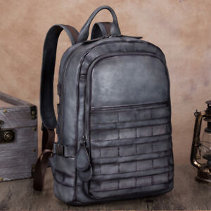 Genuine Leather Large Backpack for Men Vintage Handmade Travel Capacity Rucksack