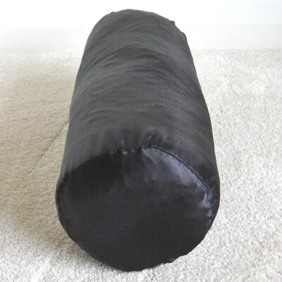Black Satin Bolster Cover Round 16"x6" Cylinder Pillow Case 6x16 Plain Block - Image 1 of 4
