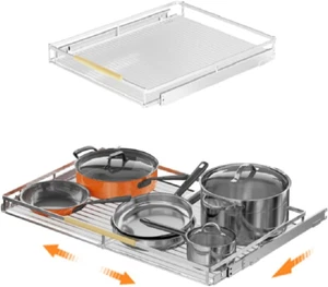 Cabinet Large Pull Out Shelf, Extendable Slide Out Pantry Shelves Storage Basket - Picture 1 of 12