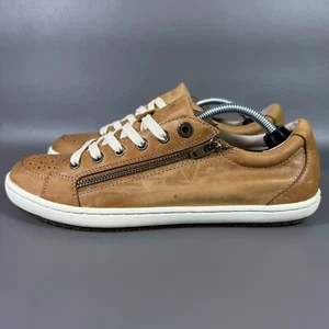 Taos Zipster Shoe Womens 9.5 Brown Leather Curved Footbed Lace Up Zip Casual - Picture 1 of 14