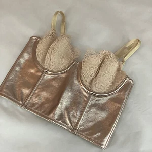 Victoria’s Secret Dream Angels Lace Metallic Gold Longline Bra - Size 34A - BNWT - Picture 1 of 6