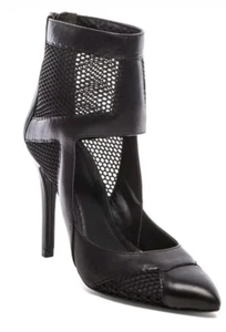 Pour La Victoire Zoya Women 6.5 Black Leather Ankle Bootie Heels Bondage EUC - Picture 1 of 10