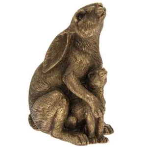 Ornament Hare Baby Rabbit Bronze Effect Statue Reflections Wildlife Figure - Picture 1 of 5