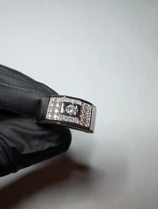 Solid 925 Sterling Silver Iced Out Moissanite Bling Ring Size 11 - Picture 1 of 6