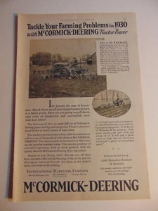 1930 McCORMICK-DEERING TRACTOR POWER pubblicità stampa d'epoca - Foto 1 di 1