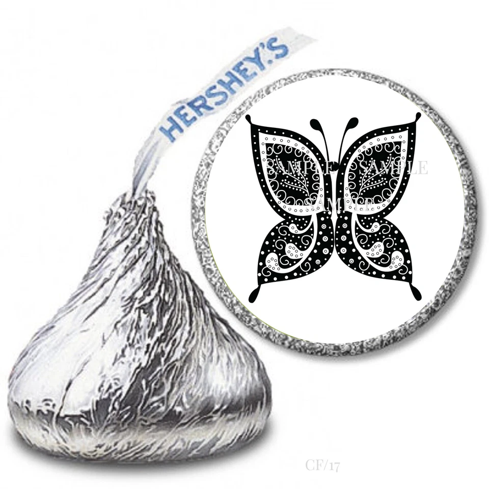 Envolturas de caramelos Hershey Kiss con favores de mariposa en blanco y negro Foto 1 de 1