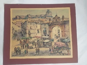 Antique Colored Print Antequera Spain Scene circa 1920 - Picture 1 of 9
