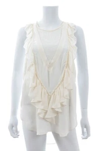 Top de seda con volantes Isabel Marant Russel / blanco roto / PVP £495,00 - Imagen 1 de 7