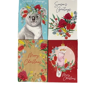 4 X Australiana Aussie Christmas Cards- Koala- Galah Flora And Fauna - Bild 1 von 6