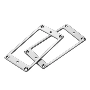 Nickel Metal Humbucker Pickup Surrounds Rings Flat (2) ~ w/t Screws - Picture 1 of 3