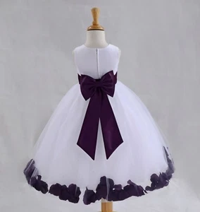 WHITE FLOWER GIRL DRESS PAGEANT WEDDING BRIDESMAID DANCE PARTY 12-18M 2 4 6 8 10 - Picture 1 of 45