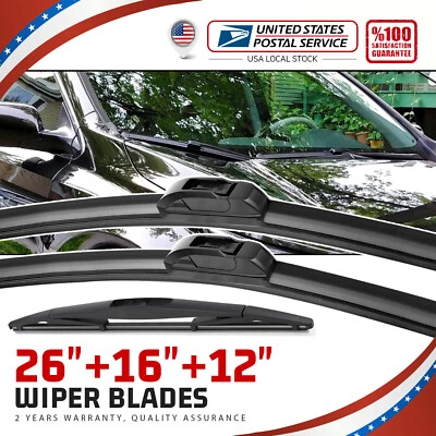 Wiper Blades 26"16"12" Front Rear Standard - Fit For Subaru Impreza 2013-2016 - Image 1 of 4
