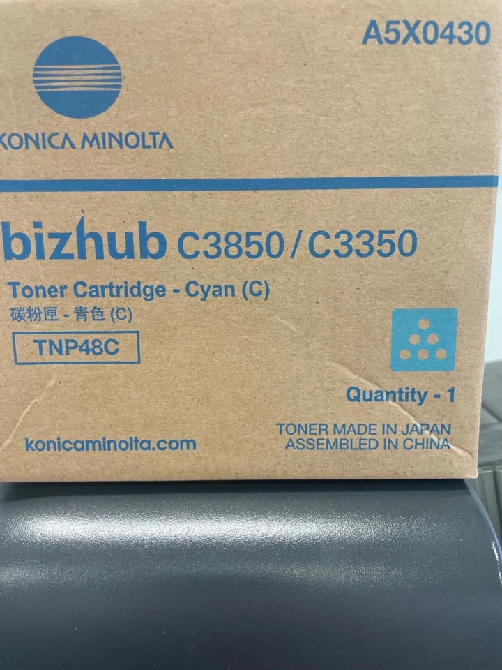 Tóner cian Konica Minolta TNP48C BizHub C3850 C3350 A5X0430 Foto 1 de 1