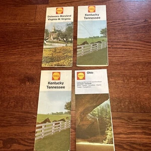 Lot 3 Vintage Shell Travel Maps 1971 Ohio 1963 Kentucky Tennessee Delaware VA - Picture 1 of 3