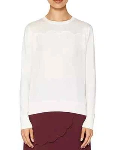 Ted Baker Damenpullover elfenbeinfarben Seidenmischung Fleo gewebt-Detail überbacken 0 US 2 - Bild 1 von 11