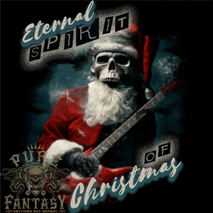 Eterno Spirit Santa Calavera Navidad Rock Guitarra Camiseta Hombre 100% Algodón - Imagen 1 de 3