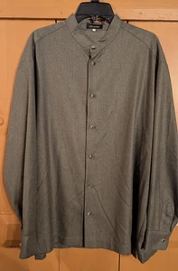Eskandar 100% Cashmere Button Down Blouse Shirt Womens 1 Gray Collarless - Picture 1 of 14