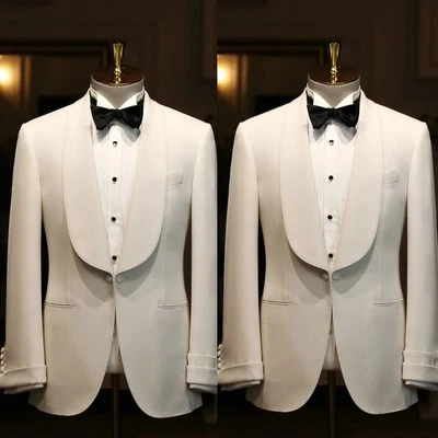 Trajes formales marfil para hombre boda novio esmoquin noche fiesta graduación abrigos pantalones Foto 1 de 4