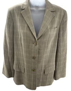 Brooks Brothers Tan Wool Linen Womens 3 Button Blazer VINTAGE Size 12 - Picture 1 of 10