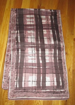 Bufanda oblonga vintage años 60 Vera marrón blanco a cuadros 46" Japón Foto 1 de 3