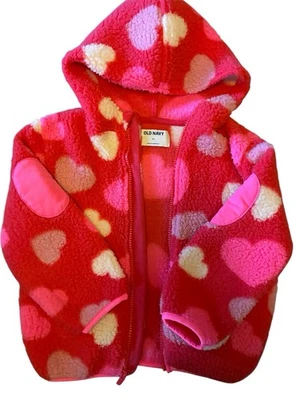 Vellón azul marino viejo para niños con corazones rosas talla 5T Foto 1 de 4