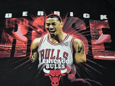 Camisa masculina Chicago Bulls grande preta NBA basquete Derrick Rose Majestic década de 2010 - Imagem 1 de 4