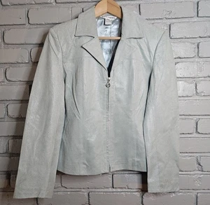 Chaqueta de cuero para mujer Paolo Santini verde guijarro talla 6 - Imagen 1 de 12