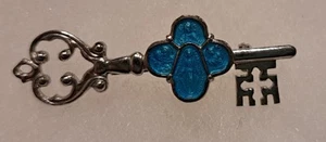 Religious Symbols Key Brooch with 4 Symbols Virgin Mary Plus More in Blue Area - Picture 1 of 3