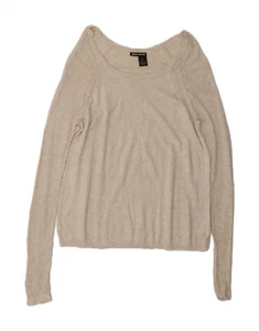 DKNY Womens Boat Neck Jumper Sweater UK 14 Medium Beige Cotton CQ54 - Picture 1 of 4