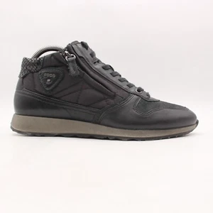 ECCO Sneak High Top Black Leather Shoes Women's Size EU 39  Zip Sneakers - Picture 1 of 10