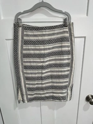 Falda para mujer Ann Taylor Loft negra blanca forrada azteca lápiz 100 % algodón talla 4 Foto 1 de 4